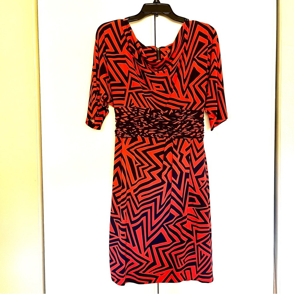 Geometric Red and Black Dress